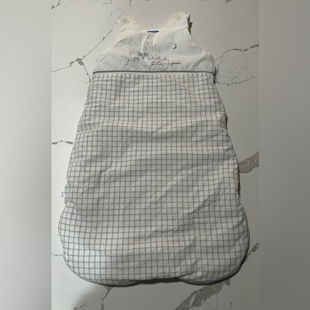 Jacadi Grey 100% Cotton Fully Lined & Padded Zip Sleep Sack-0-6Mos.